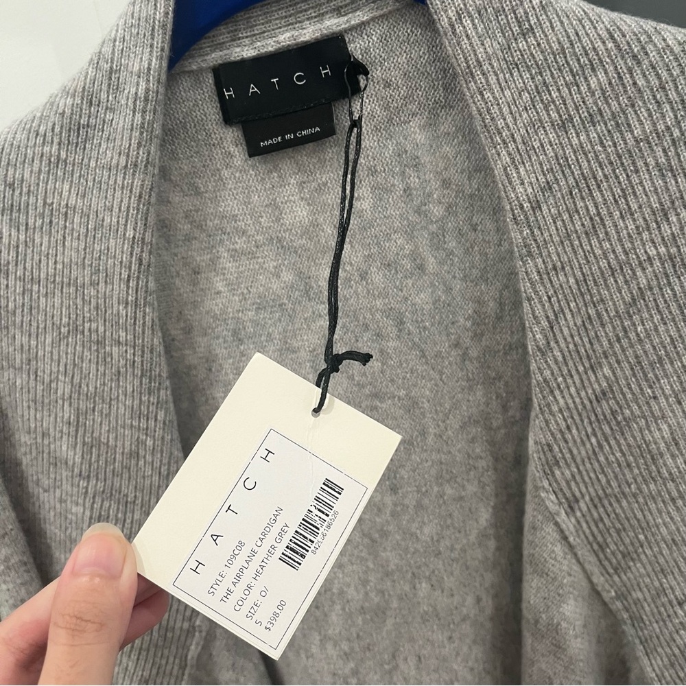 SOLD NWT Hatch 100% Cashmere Knit Airplane Cardigan Heather Gray Long Duster - Picture 6 of 12
